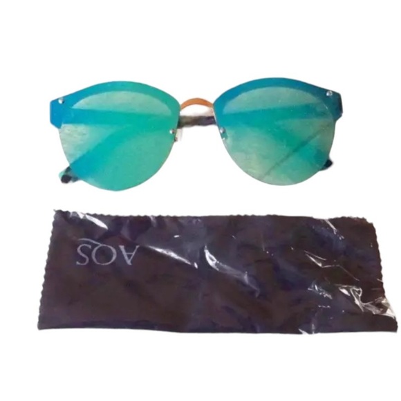 AQS Modified Cat Eye Sunglasses AQUASWISS Mirror Teal Lens Made Italy 🇮🇹 NWT - Picture 6 of 11